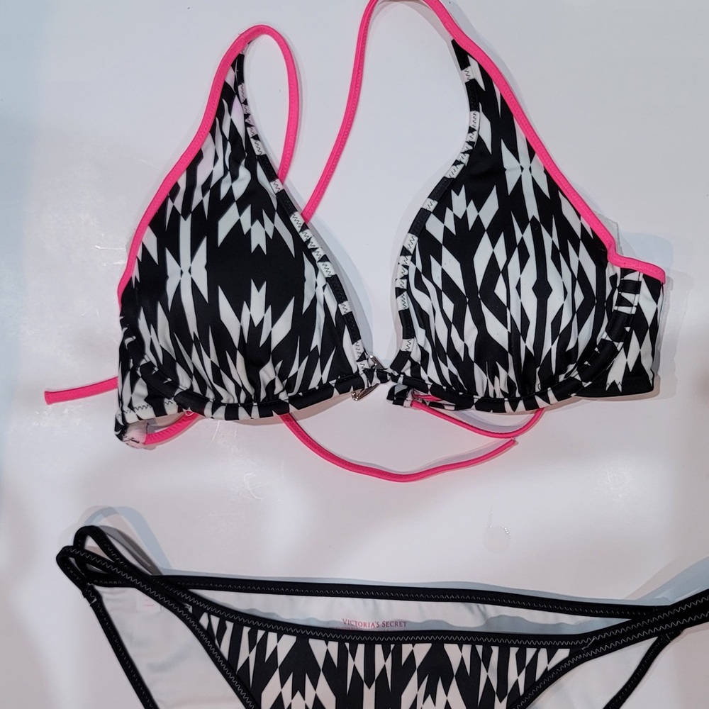 Two piece bikini black and white ***SMALL TOP; MEDIUM BOTTOM***